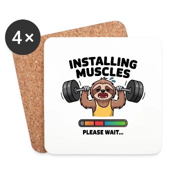 Loading Muscle Faultier - Untersetzer (4er-Set) - Weiß - Vorne