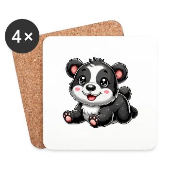 Black and white bear baby - Coasters (set of 4) - white - Front
