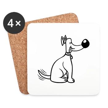 Dog Big Nose Wagging Cute Happy - Coasters (set of 4) - white - Front