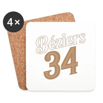 Béziers 34 - Dessous de verre (lot de 4) - blanc - Devant