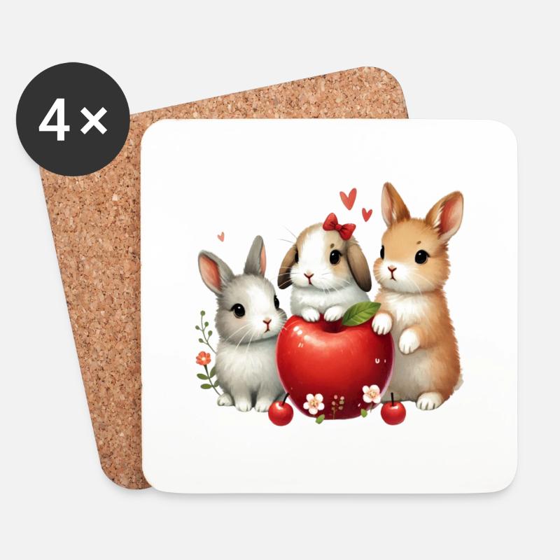 Rabbit - Untersetzer (4er-Set) - Weiß