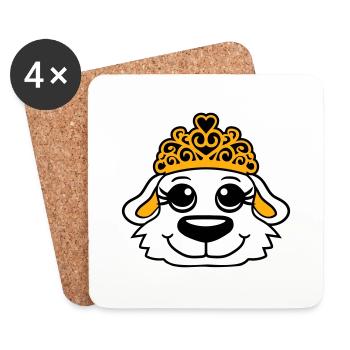 Chien Couronne Reine Fille Jolie Princesse Femme - Dessous de verre (lot de 4) - blanc - Devant