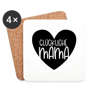 Glückliche Mama - Schwanger Muttertag Geburtstag - Untersetzer (4er-Set) - Weiß - Vorne