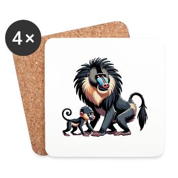 Mandrill mother and child - Coasters (set of 4) - white - Front
