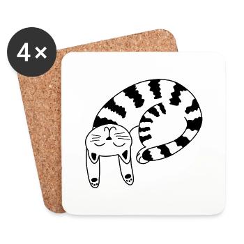 Lineart pour chat - Dessous de verre (lot de 4) - blanc - Devant