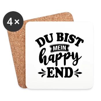 Du bist mein Happy End - Untersetzer (4er-Set) - Weiß - Vorne