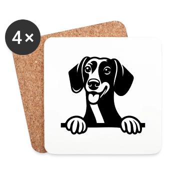 Dachshund - Untersetzer (4er-Set) - Weiß - Vorne