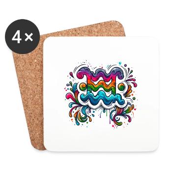 couleur Zodiaque : Verseau - Dessous de verre (lot de 4) - blanc - Devant
