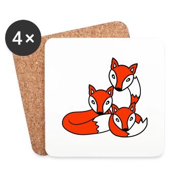 3 Foxes Friends Family Three Kids Crew Team Cute - Coasters (set of 4) - white - Front