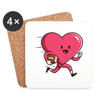 Valentine s Day Heart Football Player - Coasters (set of 4) - white - Front