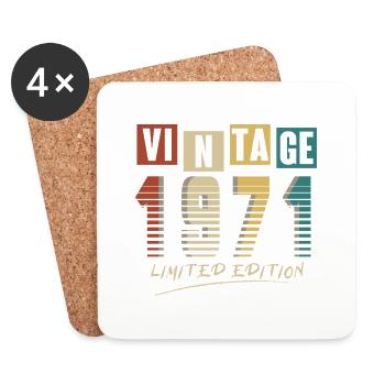 1971 Vintage 1971 né en 19754 ansniversaire. Année - Dessous de verre (lot de 4) - blanc - Devant