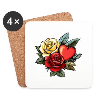 Rose Herz Liebe Valentinstag - Untersetzer (4er-Set) - Weiß - Vorne