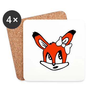 Fox Female Girl Pretty Bow Woman Beautiful - Coasters (set of 4) - white - Front