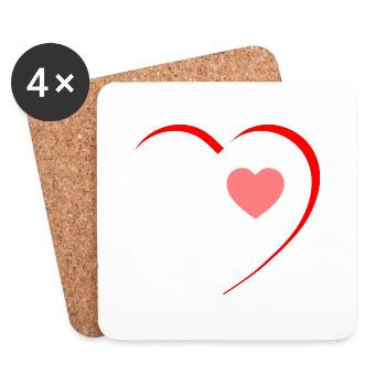 Avoir un grand coeur - Dessous de verre (lot de 4) - blanc - Devant