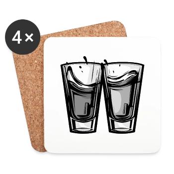 Tequila Glas Anstoßen - Untersetzer (4er-Set) - Weiß - Vorne