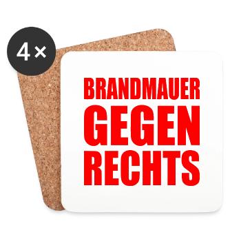 brandmauer gegen rechts - Untersetzer (4er-Set) - Weiß - Vorne