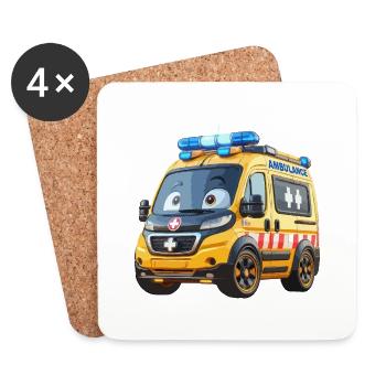 Krankenwagen Junior - Untersetzer (4er-Set) - Weiß - Vorne