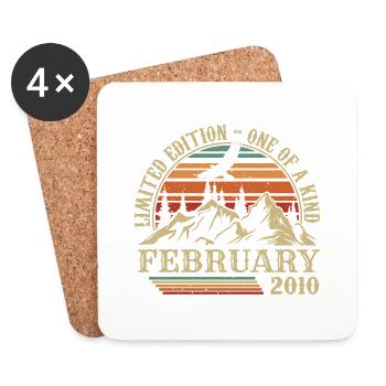 February 2010 Retro Born in February 2010 Birthday - Coasters (set of 4) - white - Front