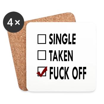 SINGLE noir blanc FUCK - Dessous de verre (lot de 4) - blanc - Devant
