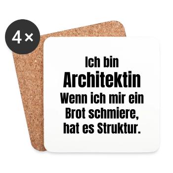 Architect smears bread with structure - Coasters (set of 4) - white - Front