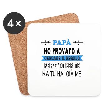 Perfektes Geschenk für Papa - Untersetzer (4er-Set) - Weiß - Vorne