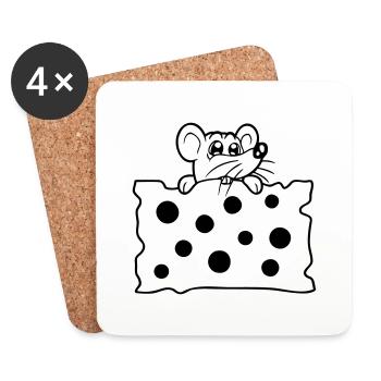 La souris mange d’énormes trous faim de fromage manger délicieux - Dessous de verre (lot de 4) - blanc - Devant