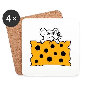 La souris mange d’énormes trous faim de fromage manger délicieux - Dessous de verre (lot de 4) - blanc - Devant