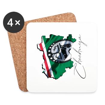 (RU) Tchétchénie : Drapeau sur sa propre carte EN - Dessous de verre (lot de 4) - blanc - Devant