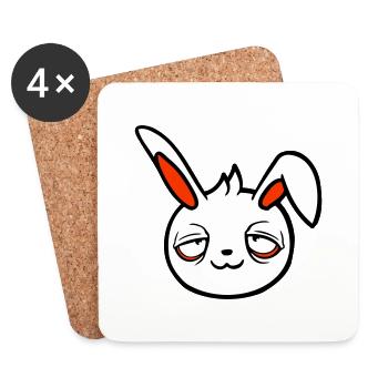 Bunny Tired Confused Relaxed Red Dark Circles Chill - Coasters (set of 4) - white - Front