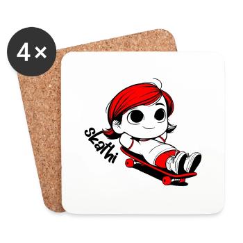Kathi relaxes on a skateboard. - Coasters (set of 4) - white - Front