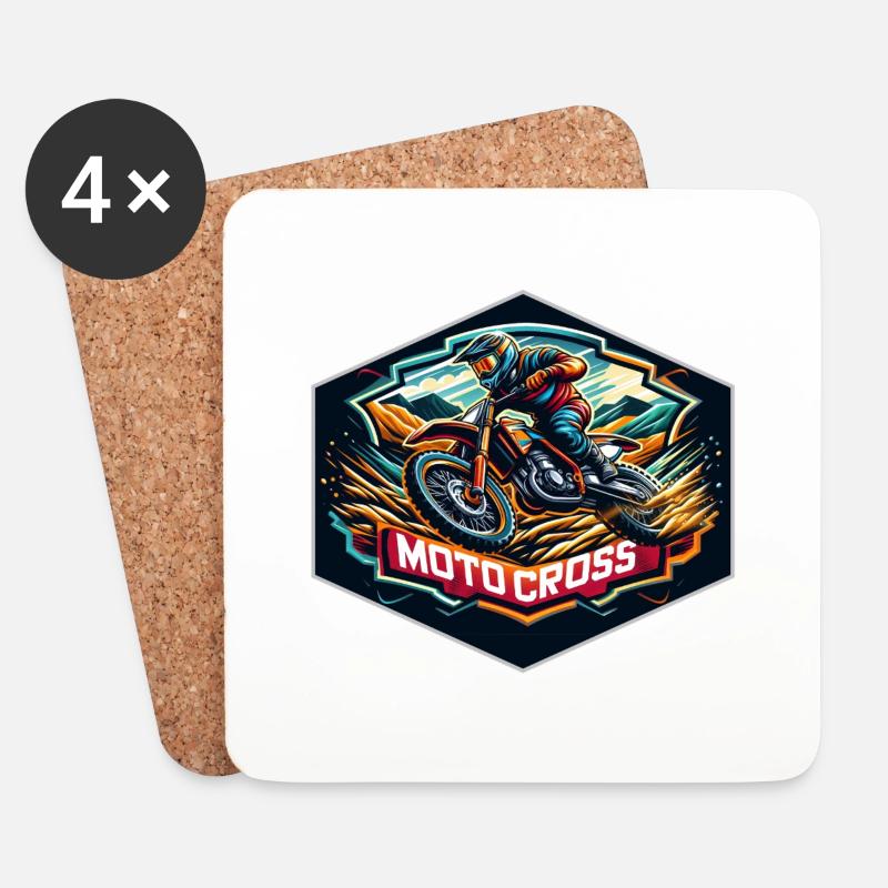 Motocross Logo - Untersetzer (4er-Set) - Weiß