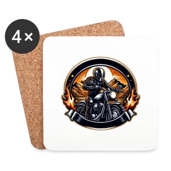 Logo de moto - Dessous de verre (lot de 4) - blanc - Devant