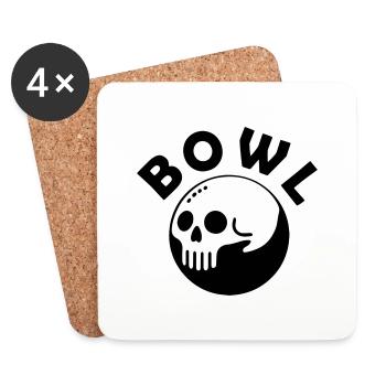 Boule de bowling crâne - Bol Design - Dessous de verre (lot de 4) - blanc - Devant