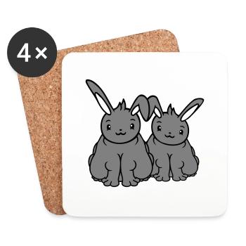 2 Bunnies Fat Friends Team Crew Overweight Fat - Coasters (set of 4) - white - Front