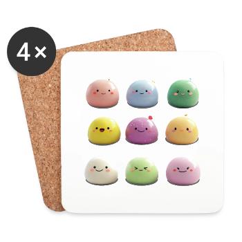 Colorful Mochis Collage of 9 - Coasters (set of 4) - white - Front