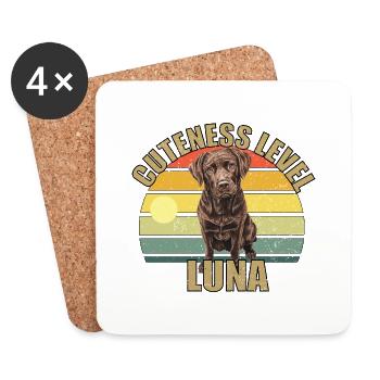 Cuteness Level Luna Brown Labrador - Coasters (set of 4) - white - Front