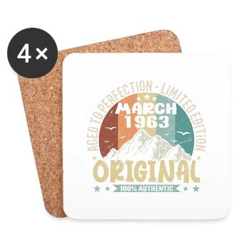 62nd birthday anniversary march 1963, march 1963 - Coasters (set of 4) - white - Front