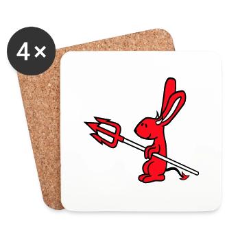 Bunny Devil Demon Evil Satan Hell Trident Costume - Coasters (set of 4) - white - Front