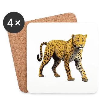 Guépard - Dessous de verre (lot de 4) - blanc - Devant