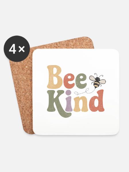 Bee Kind - Untersetzer (4er-Set) - Weiß