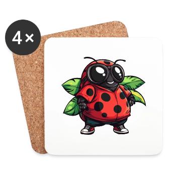 Marienkäfer Sommer - Untersetzer (4er-Set) - Weiß - Vorne