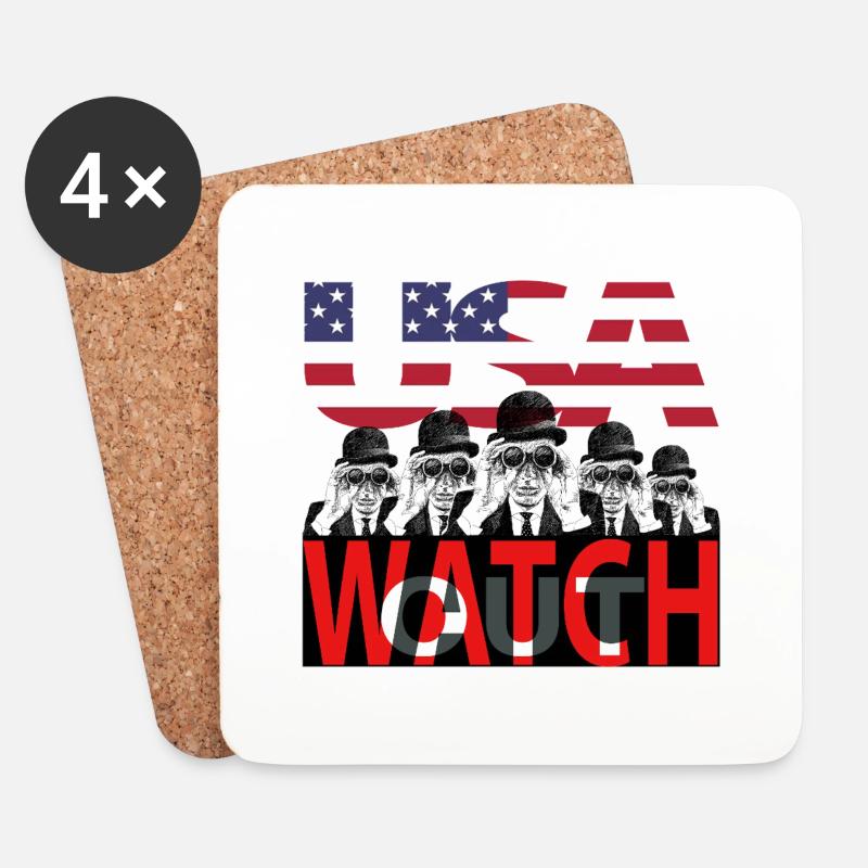 USA - watch out - Untersetzer (4er-Set) - Weiß