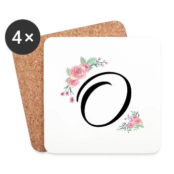 Letter o fleurs - Dessous de verre (lot de 4) - blanc - Devant