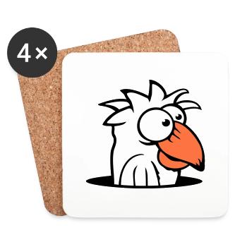 Oiseau Trou Inférieur Drôle Dingo Idiot Confus Amusant - Dessous de verre (lot de 4) - blanc - Devant
