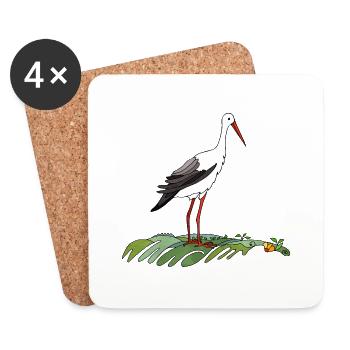 Vögel - Untersetzer (4er-Set) - Weiß - Vorne