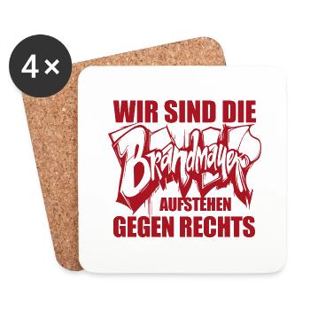 Wir sind die Brandmauer - Aufstehen gegen rechts - Untersetzer (4er-Set) - Weiß - Vorne