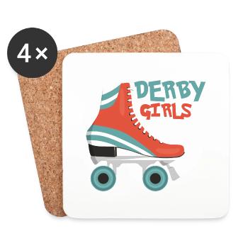 Derby Girls Do It On All Fours Patinage Roller Derb - Dessous de verre (lot de 4) - blanc - Devant