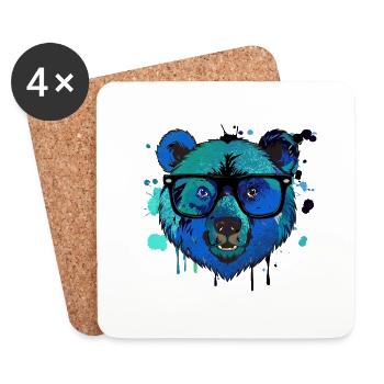 Bär,graffiti ,malerei , bunt,Nerd - Untersetzer (4er-Set) - Weiß - Vorne