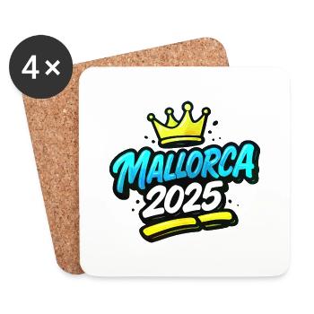 Majorque 2025 Couronne - Dessous de verre (lot de 4) - blanc - Devant