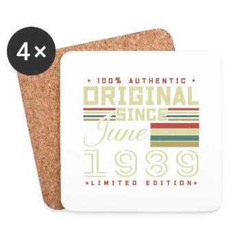 Cadeau Anniversaire Juin 1989, Gift June 1989 - Dessous de verre (lot de 4) - blanc - Devant